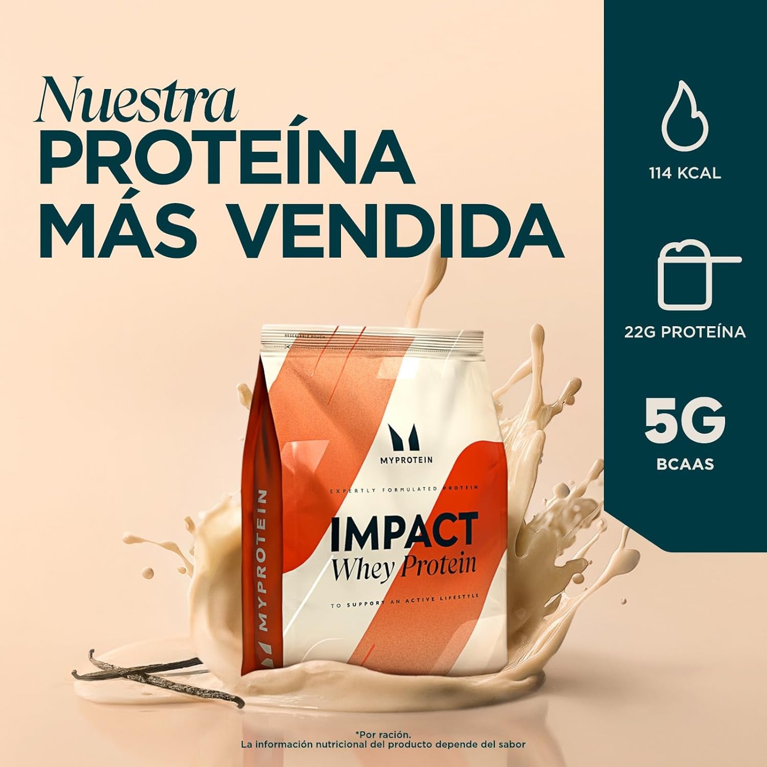 Myprotein Impact Proteína De Suero En Polvo | 23 Gramos De Proteína Por Porción | Vainilla 1 Kilogramo | Bajo En Azúcar, Bajo En Grasas | Crecimiento Y La Recuperación Muscular